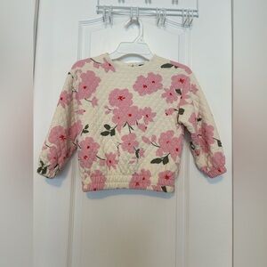 Old Navy Cream Quilted Sweatshirt with Pink Floral Print